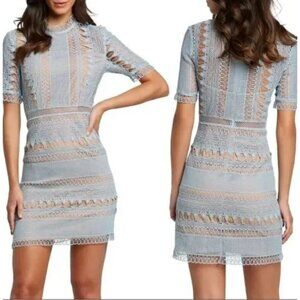 Bardot New Brenda Light Blue Lace Sheath Short Dress Size US 4/ XS